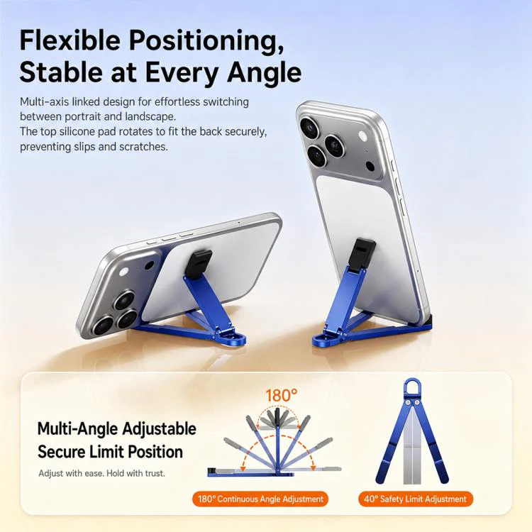 Mini Foldable Aluminum Alloy Keychain Phone Holder(Orange) - Image 3