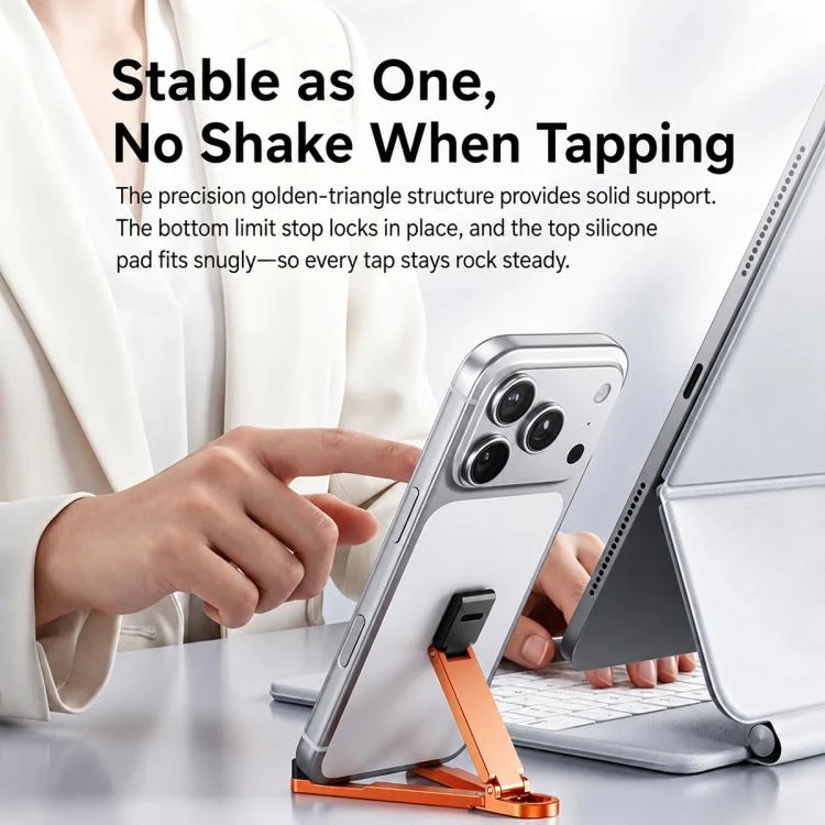 Mini Foldable Aluminum Alloy Keychain Phone Holder(Orange) - Image 5