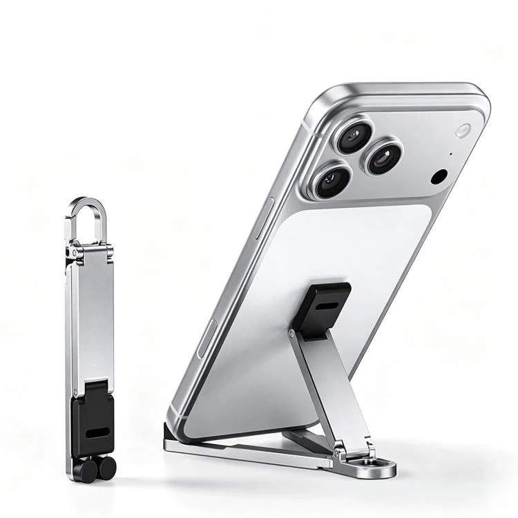 Mini Foldable Aluminum Alloy Keychain Phone Holder(Silver)