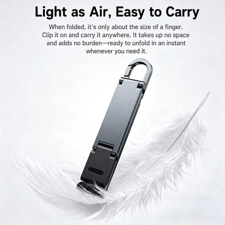 Mini Foldable Aluminum Alloy Keychain Phone Holder(Silver) - Image 4