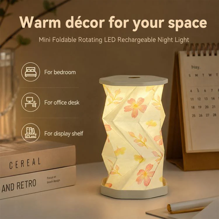 Mini Foldable Rotating Paper LED Lantern Night Light(Black Character) - Image 7