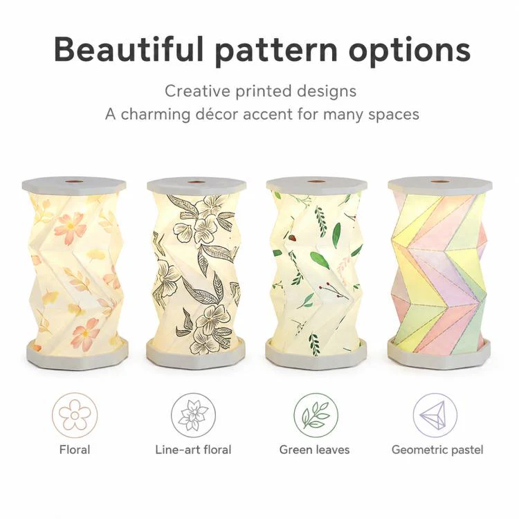 Mini Foldable Rotating Paper LED Lantern Night Light(Cherry Blossoms) - Image 10
