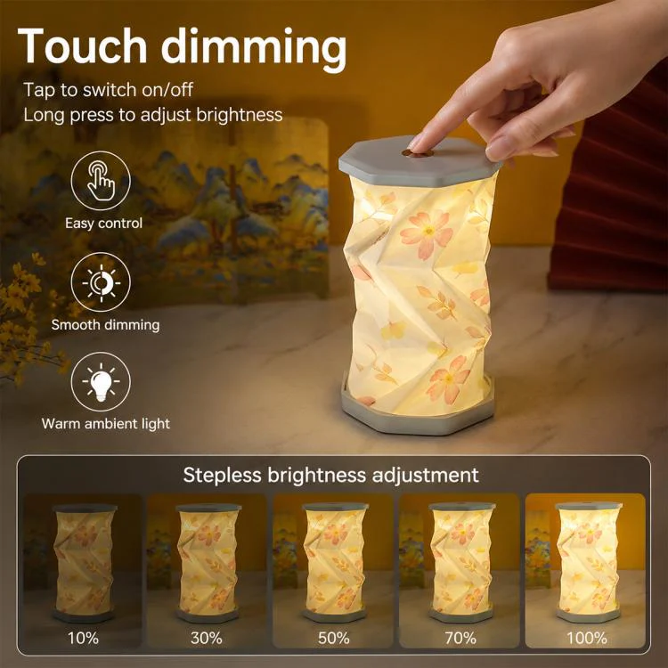 Mini Foldable Rotating Paper LED Lantern Night Light(Forest Leaf) - Image 4