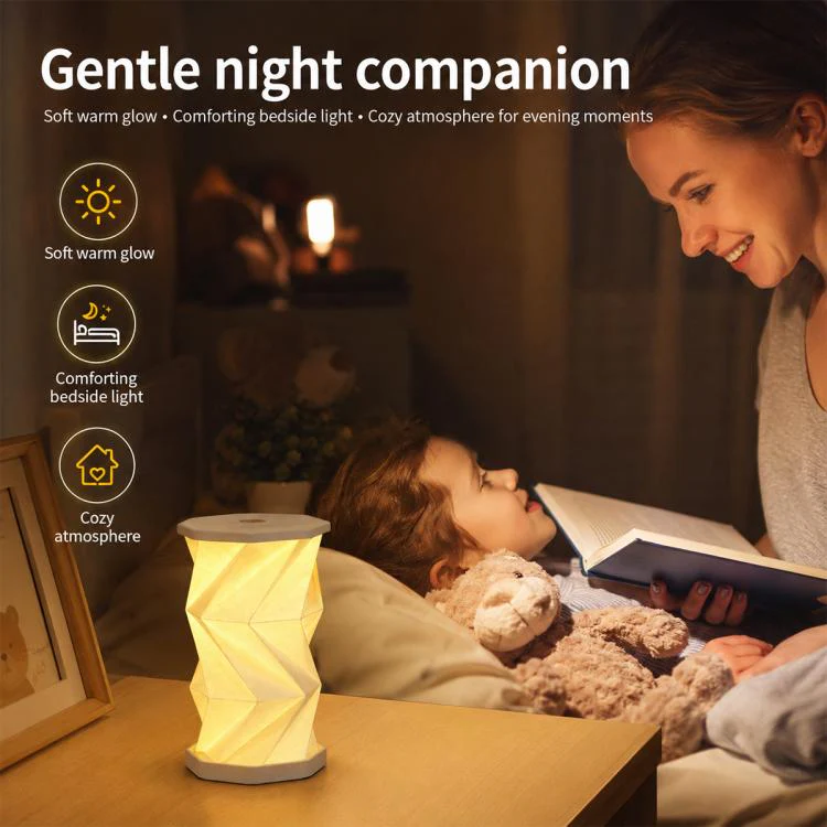 Mini Foldable Rotating Paper LED Lantern Night Light(White) - Image 9