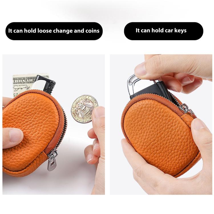 Mini Genuine Leather Earphone Data Cable Coin Bag(Bean Pink) - Image 6