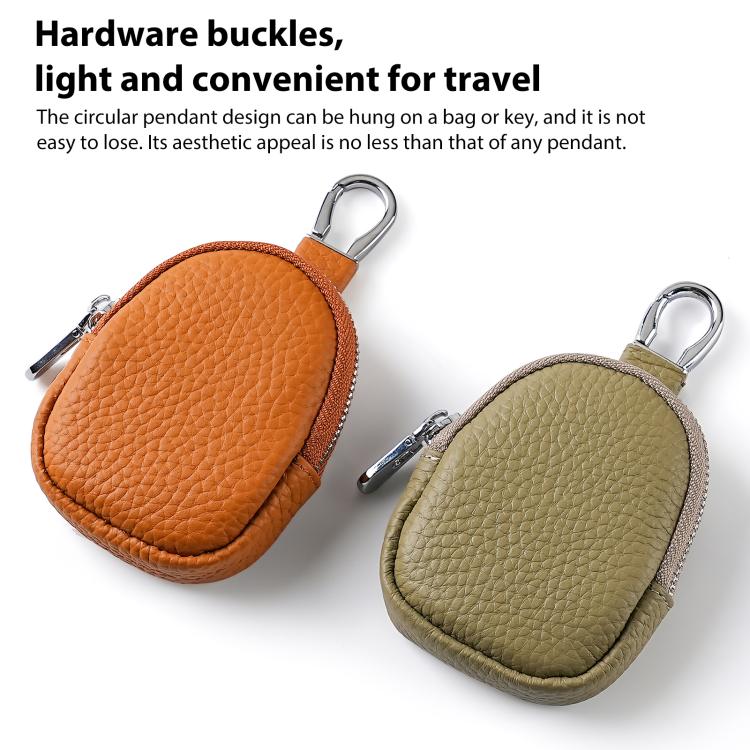 Mini Genuine Leather Earphone Data Cable Coin Bag(Dark Blue) - Image 4