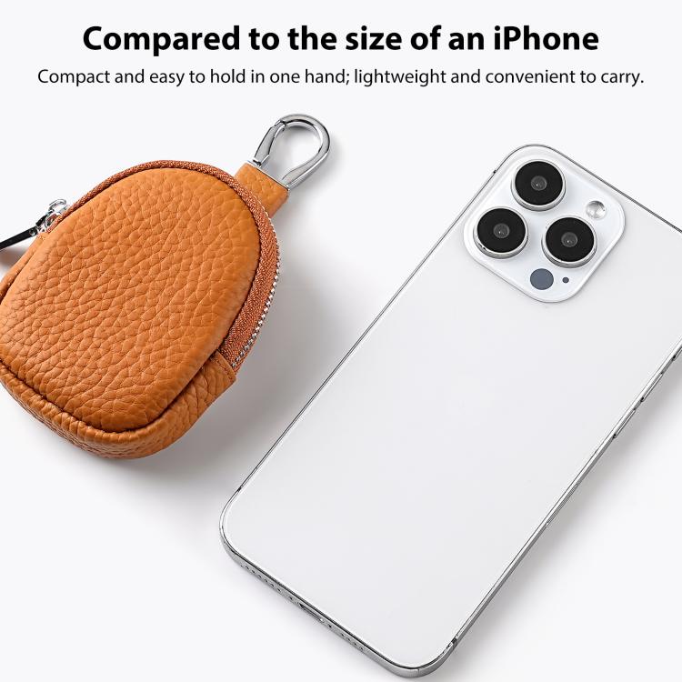 Mini Genuine Leather Earphone Data Cable Coin Bag(Dark Green) - Image 9