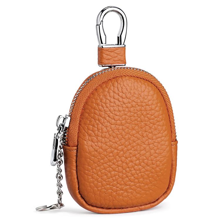 Mini Genuine Leather Earphone Data Cable Coin Bag(Earthy Yellow)