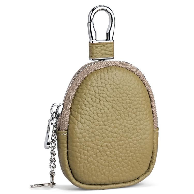 Mini Genuine Leather Earphone Data Cable Coin Bag(Matcha Green)