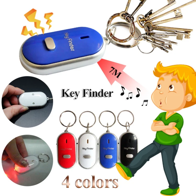 Mini LED Whistle Key Finder Flashing Beeping Remote Lost Keyfinder Locator Keyring for children(black) - Image 3
