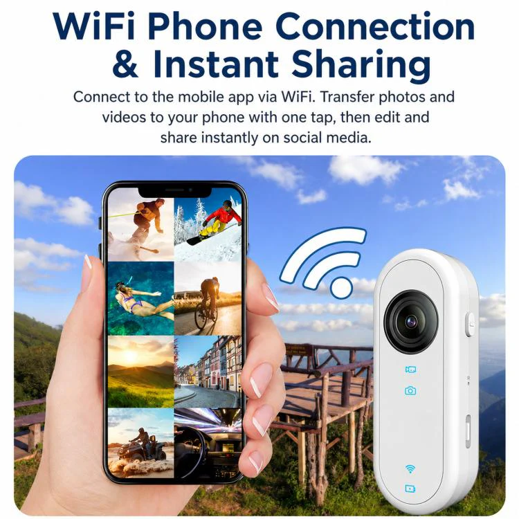 Mini Magnetic Action Camera 1080P Wearable Body Cam With Wi-Fi App, EIS, Spec: Car Kit - Image 3