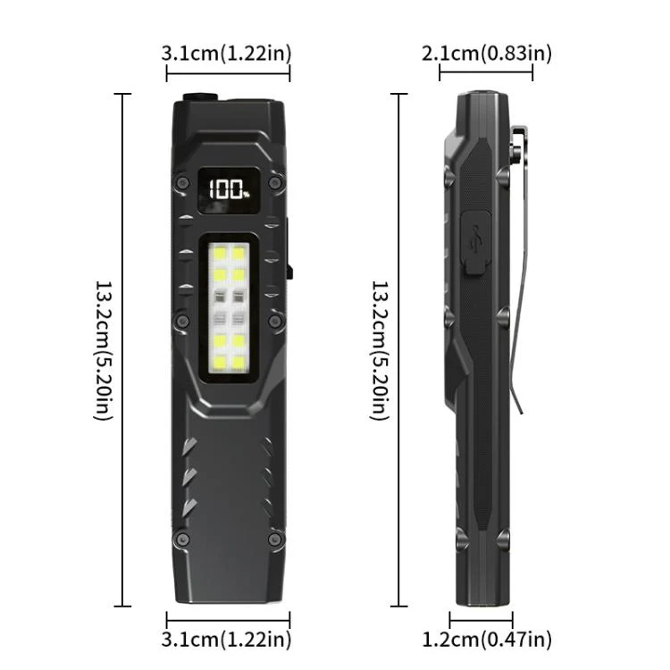 Mini Portable Self-Defense Three-Light Source Flashlight With Pen Clip(DT007) - Image 3