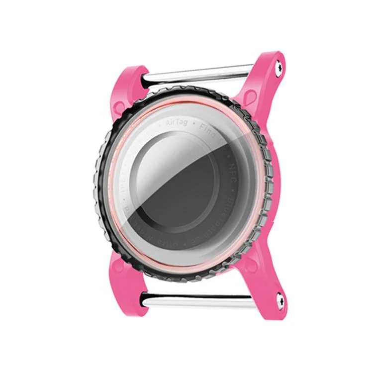 Mini Steel Anti-lost Waterproof Transparent Protective Cover For AirTag 1st Gen / 2nd Gen(Pink)