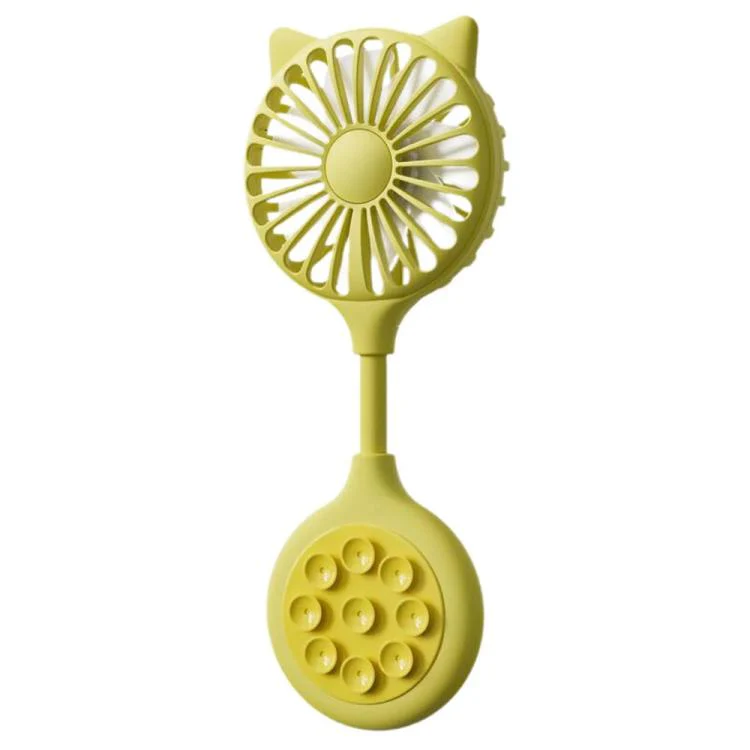 Mini Suction Cup Fan USB Rechargeable Desktop Portable Folding Fan(Yellow)