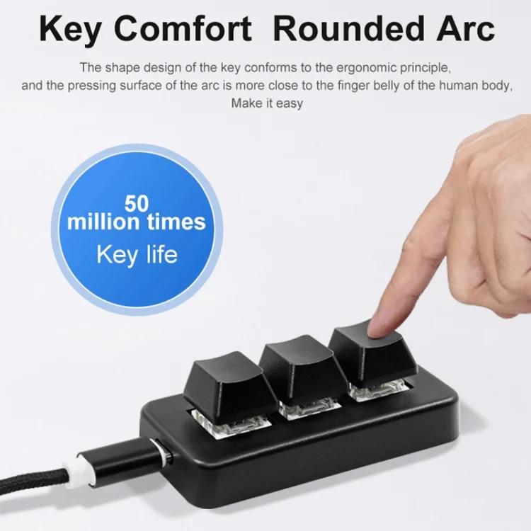 MK321BT Bluetooth 5.1 3 Keys Custom Keys Game Office PS Clip Macro Programming Keypad(White) - Image 5