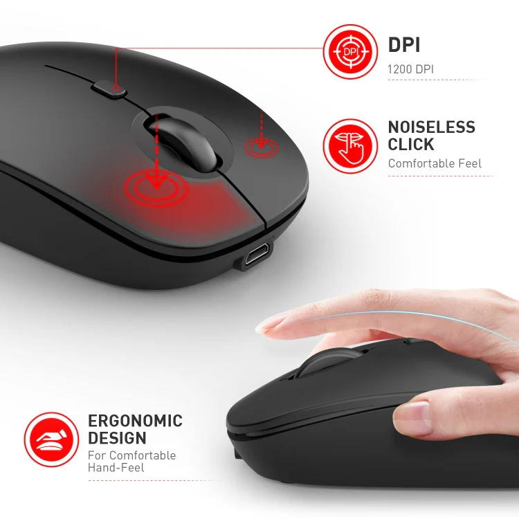 MKESPN 859 2.4G+BT5.0+BT3.0 Three Modes Wireless Mouse (Black) - Image 3