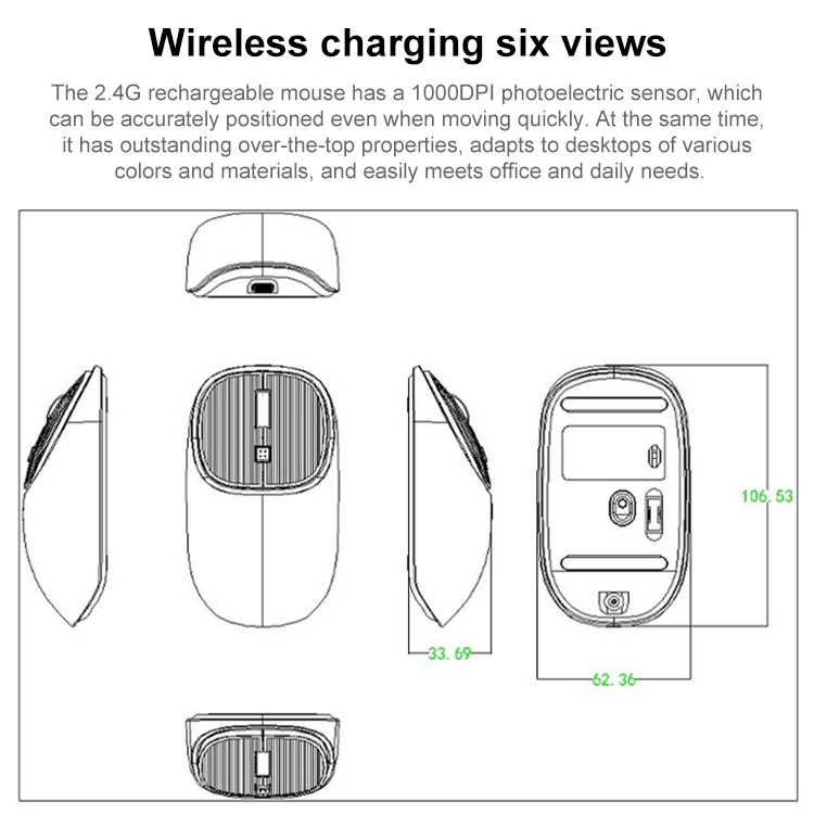 MKESPN SXS-5600 Type-C Rechargeable 2.4G Wireless Mouse(Red) - Image 3