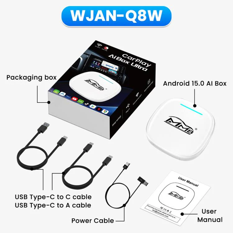 MMB WJAN-Q8W Universal Wireless CarPlay Adapter Plug-And-Play Wired To Wireless Smart Box(8+128G Hong Kong, Macau, Taiwan+Eurasian) - Image 9