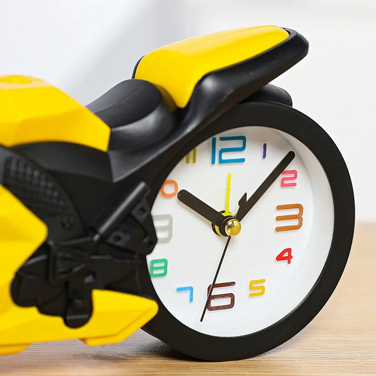 Motorcycle Alarm Clock Ornaments Creative Child Gift Clock(Blue Motorcycle Racing) - Image 5