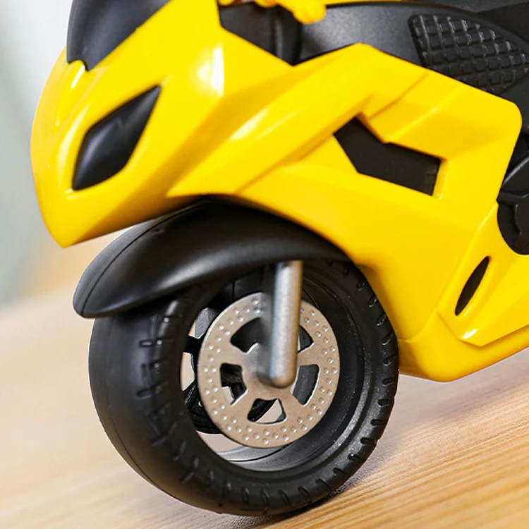 Motorcycle Alarm Clock Ornaments Creative Child Gift Clock(White Motorcycle Racing) - Image 4