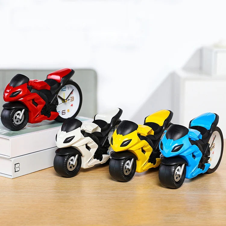 Motorcycle Alarm Clock Ornaments Creative Child Gift Clock(White Motorcycle Racing) - Image 7