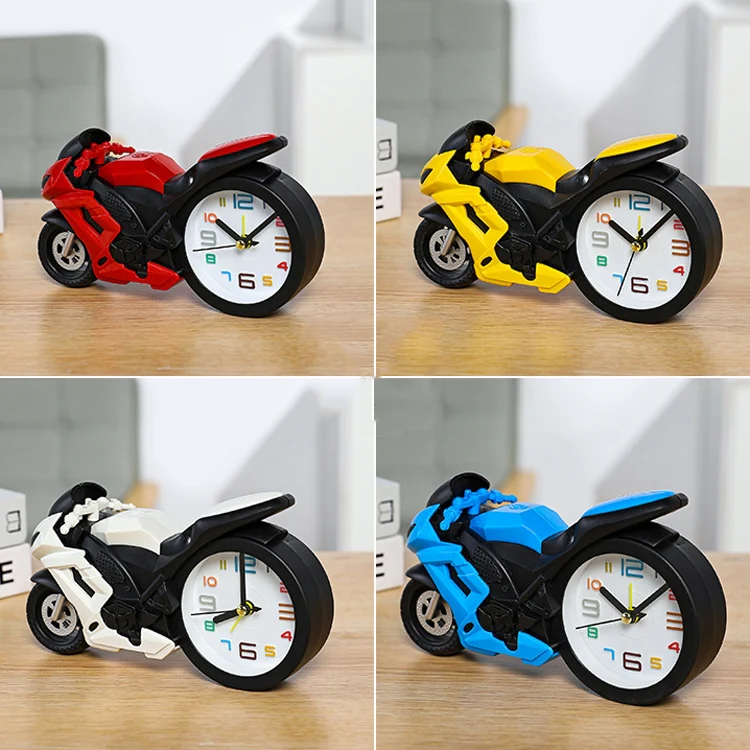 Motorcycle Alarm Clock Ornaments Creative Child Gift Clock(Yellow Motorcycle Racing) - Image 2