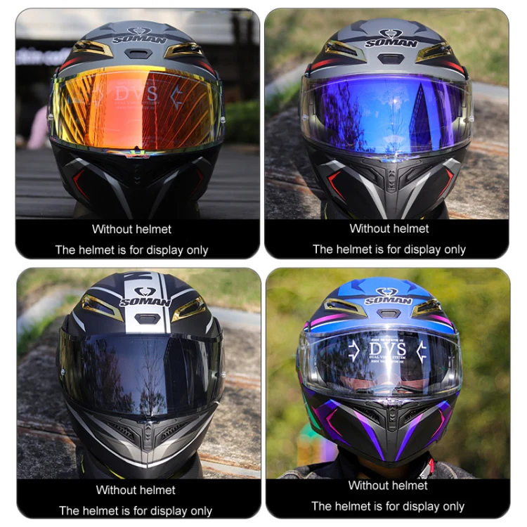 Motorcycle Helmet Lens with Anti-fog Spikes for SOMAN K1/K3SV/K5, Color: Dark Tea Revo Blue - Image 5