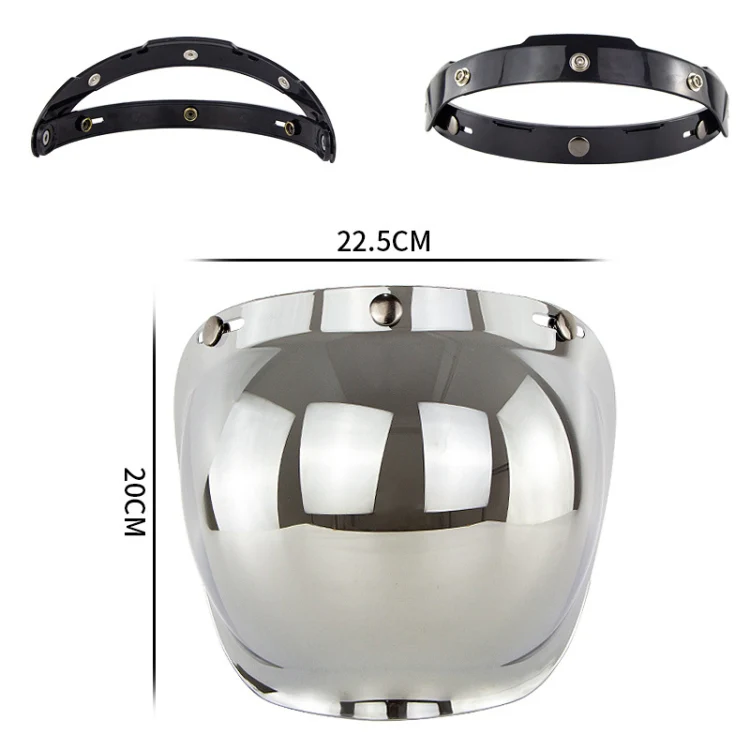 Motorcycle Helmet Three-Button Windproof Lens With Bracket(Dark Tea) - Image 2