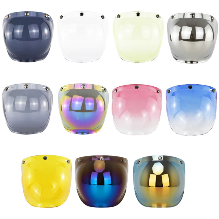 Motorcycle Helmet Three-Button Windproof Lens With Bracket(Gradient Blue) - Image 3