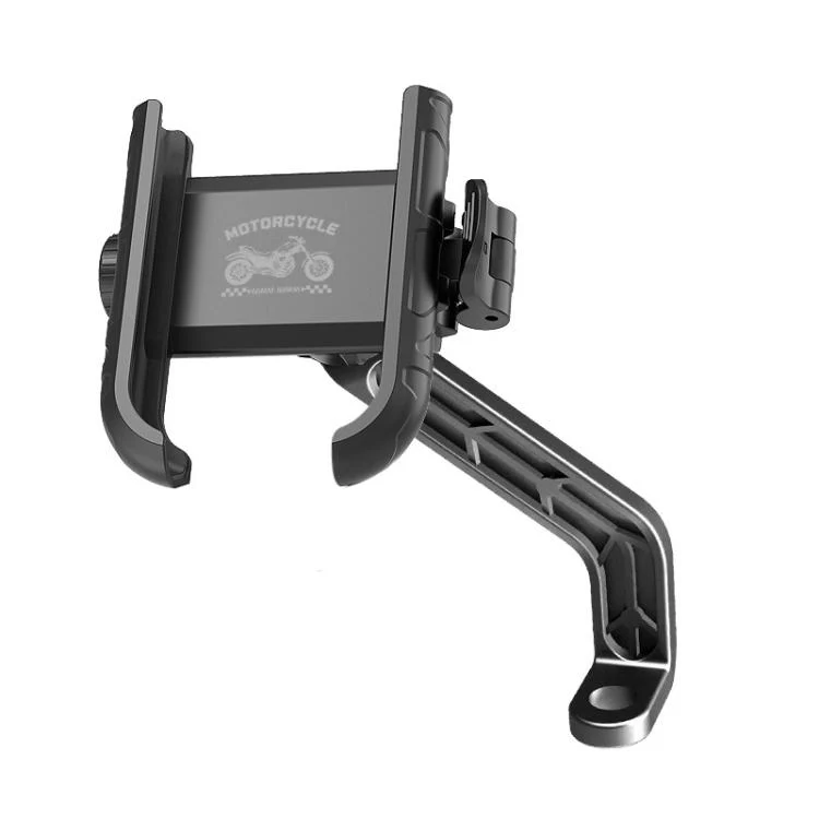 Motorcycle Phone Mount 360-degree Rotation Anti-Vibration Bike Holder for Rearview Mirror Black