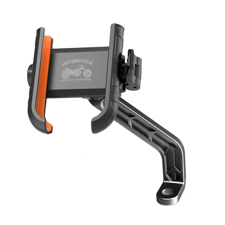 Motorcycle Phone Mount 360-degree Rotation Anti-Vibration Bike Holder for Rearview Mirror Orange