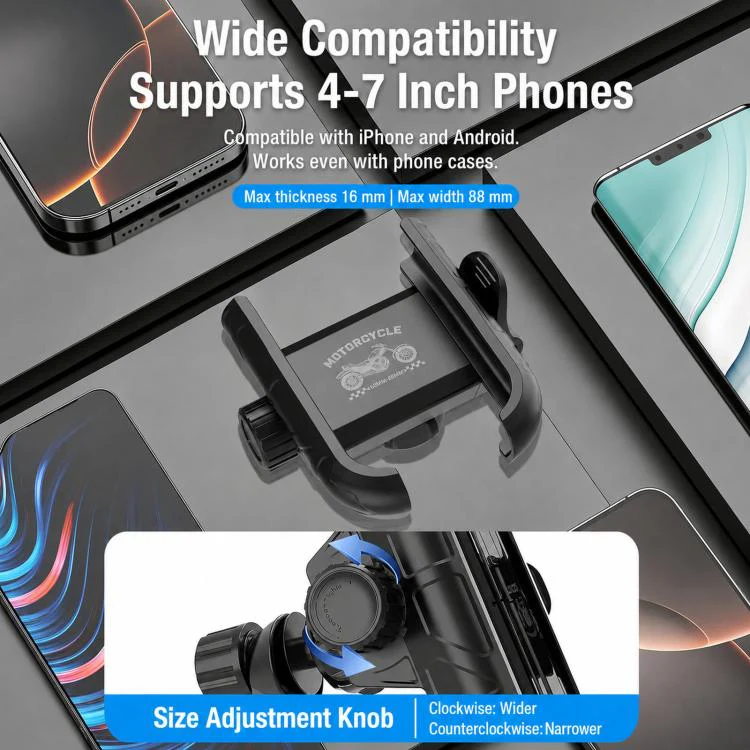 Motorcycle Phone Mount 360-degree Rotation Anti-Vibration Bike Holder for Rearview Mirror Orange - Image 9