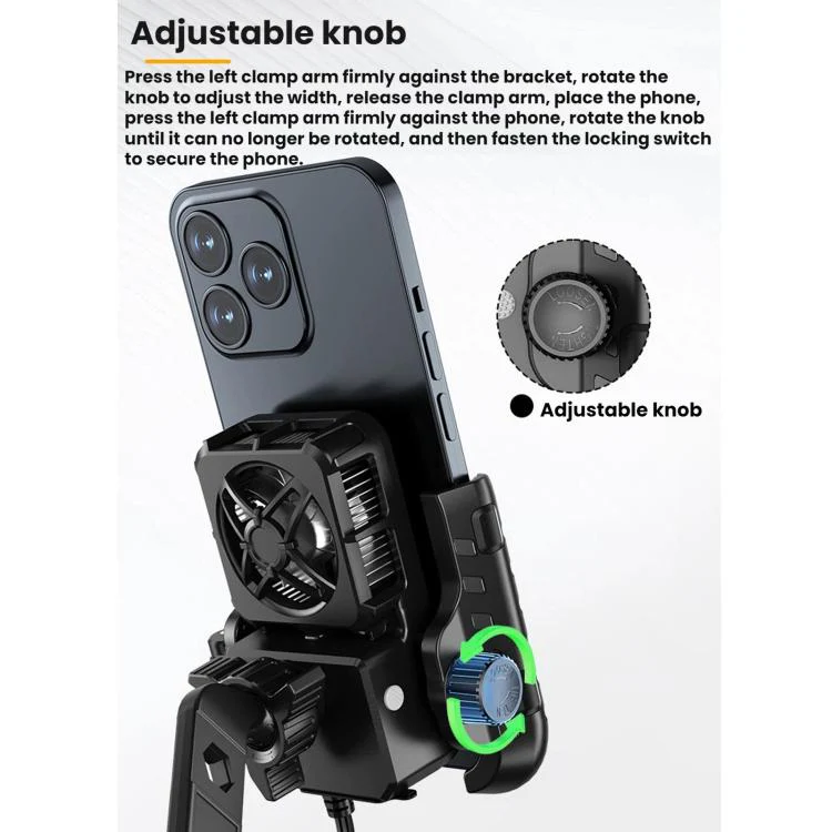 Motorcycle Semiconductor Cooling Heat Dissipation Phone Holder(Mirror Base) - Image 9