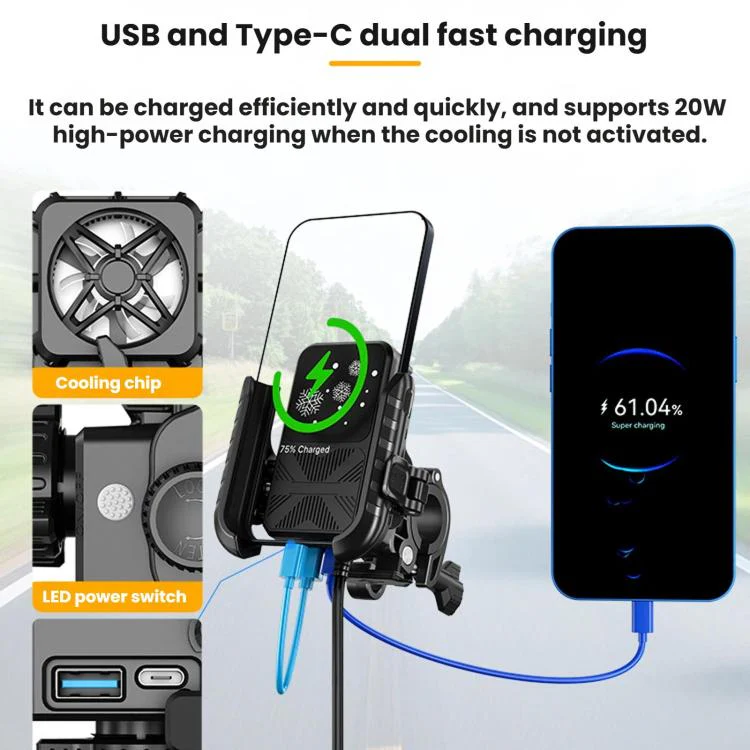 Motorcycle Semiconductor Cooling Mobile Phone Live Streaming Heat Sink Bracket(Handlebars) - Image 12
