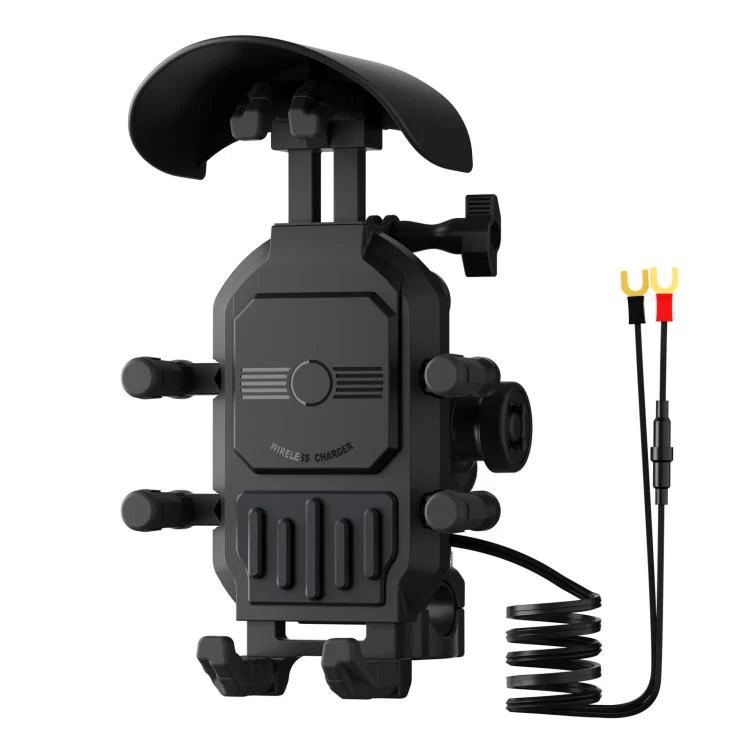 Motorcycle Shock-Absorbing Wireless Fast Charging Camera Phone Navigation Holder(Handlebar) - Image 2