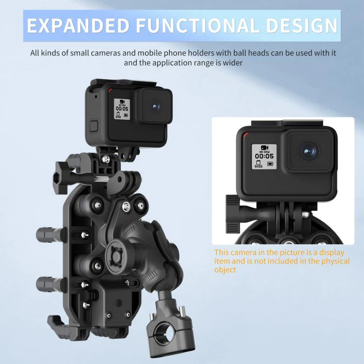 Motorcycle Shock-Absorbing Wireless Fast Charging Camera Phone Navigation Holder(Handlebar) - Image 5