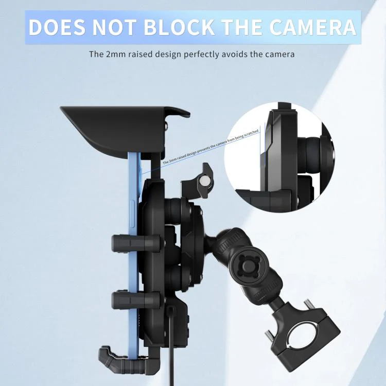 Motorcycle Shock-Absorbing Wireless Fast Charging Camera Phone Navigation Holder(Handlebar) - Image 7