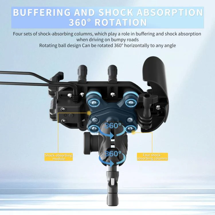 Motorcycle Shock-Absorbing Wireless Fast Charging Camera Phone Navigation Holder(Handlebar) - Image 9