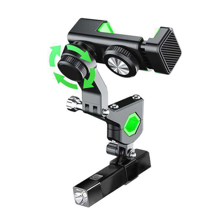 Motorcycle Spherical Compass Phone Holder, Handlebar with Light (Green) - Image 2