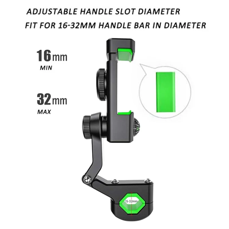 Motorcycle Spherical Compass Phone Holder, Handlebar with Light (Green) - Image 4