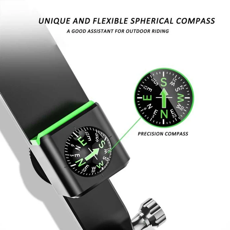 Motorcycle Spherical Compass Phone Holder, Handlebar with Light (Green) - Image 5