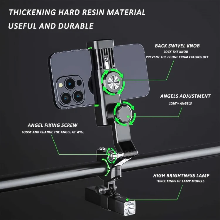 Motorcycle Spherical Compass Phone Holder, Handlebar with Light (Green) - Image 6