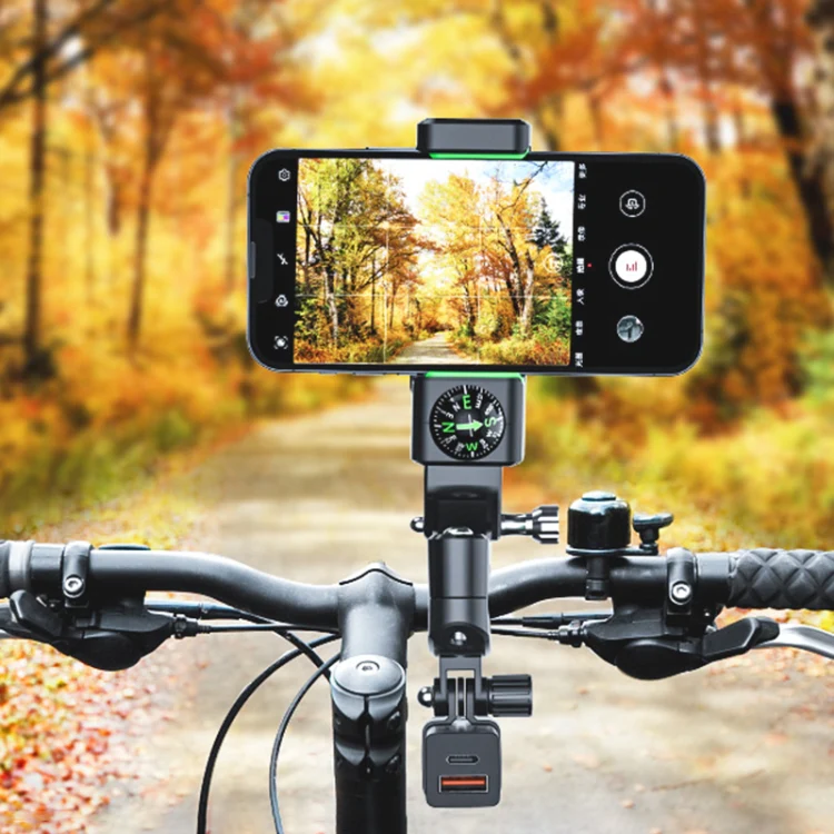 Motorcycle Spherical Compass Phone Holder, Handlebar with Light (Green) - Image 8