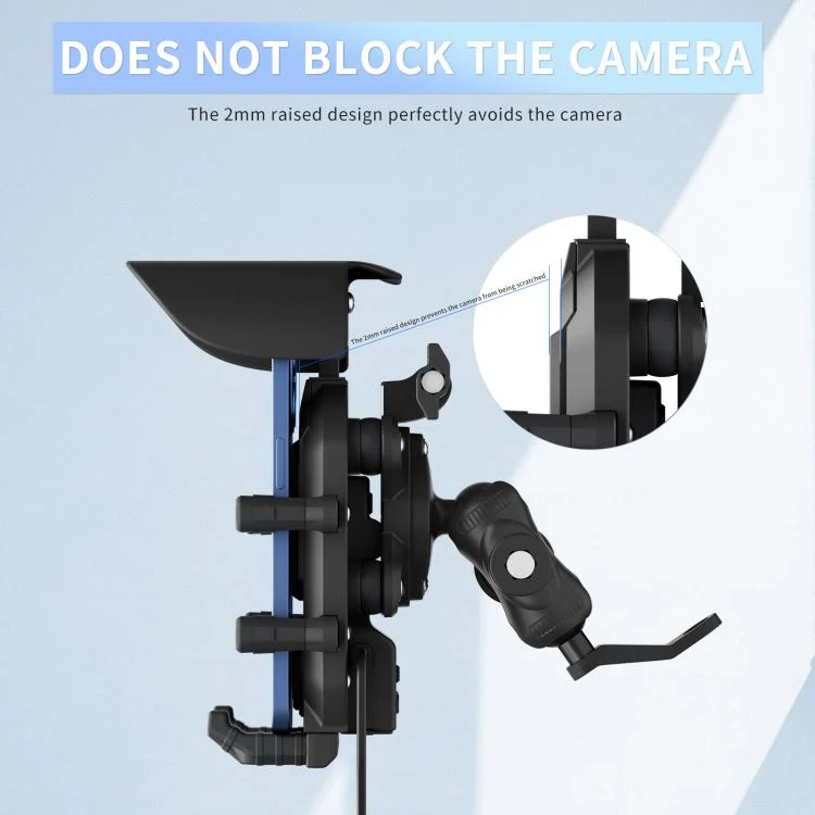 Motorcycle Wireless Charging Phone Holder With A+C Port Fast Charging Anti-theft Features(Mirror Base) - Image 11