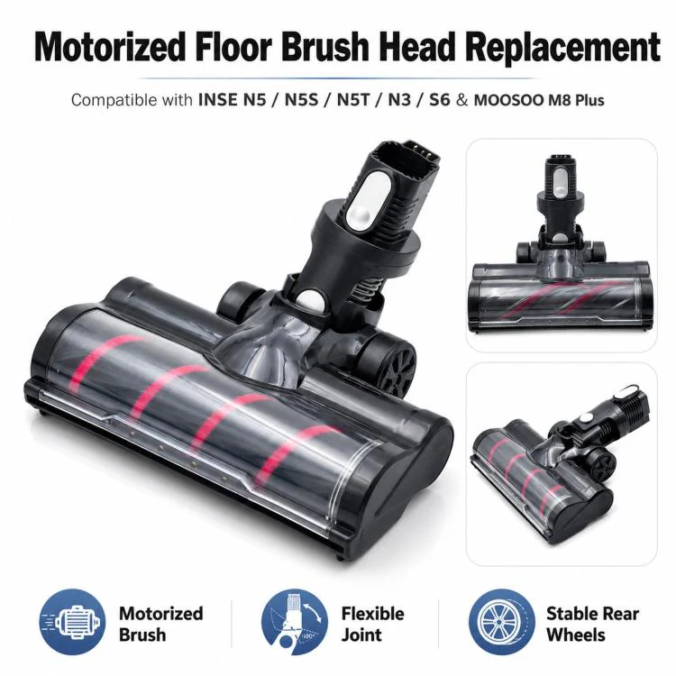 Motorized Floor Brush Head For INSE N5 / N5S / N5T / N3 / S6 and MOOSOO M8 Plus Vacuums Bristle Roller - Image 2