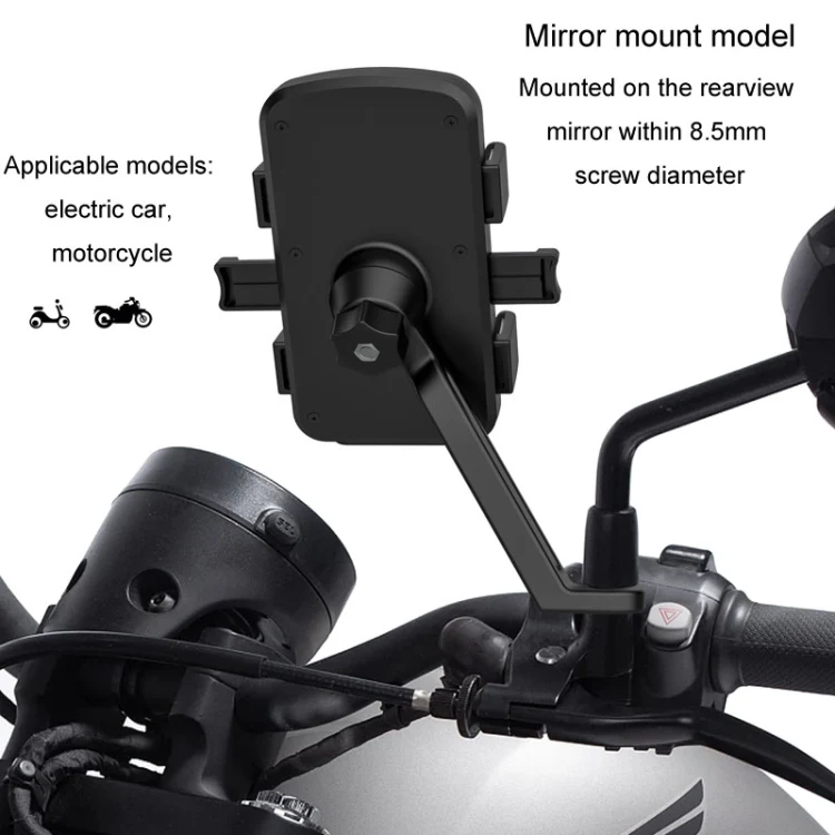 Mountain Road Bike Phone Holder Motorcycle Aluminum Alloy Riding Navigation Bracket, Model: Rearview Mirror Model - Image 3