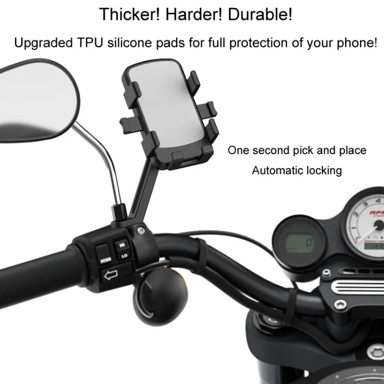 Mountain Road Bike Phone Holder Motorcycle Aluminum Alloy Riding Navigation Bracket, Model: Rearview Mirror Model - Image 5