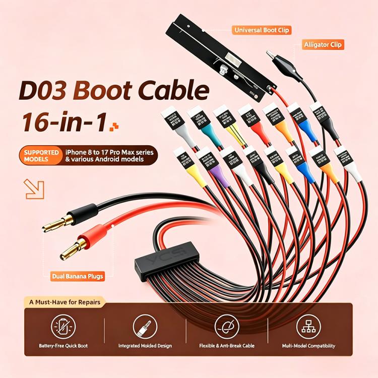 MR.YANG D03 16 in 1 Charging Boot DC Power Detection Cable for iPhone 8-17 Pro Max / Android - Image 2