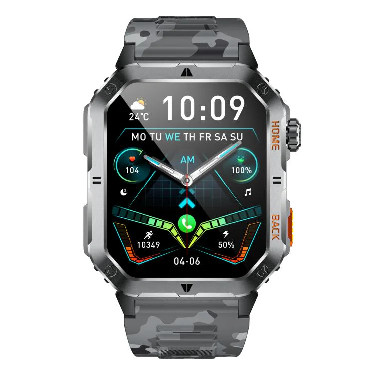 MT62 2.01-inch IPS Display Outdoor Adventures Smart Watch with 1000mAh Battery & Flashlight(Camouflage Black) - Image 2
