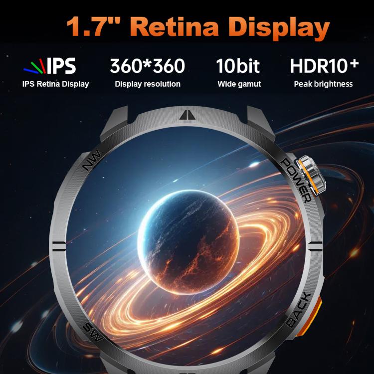 MT68 1.7-inch IPS Display Outdoor Adventures Smart Watch with 1000mAh Battery & Flashlight(Black Case Silicone Strap) - Image 5